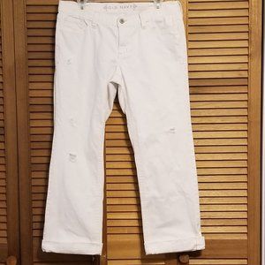 Old Navy White Distressed Capri Jeans Size 10